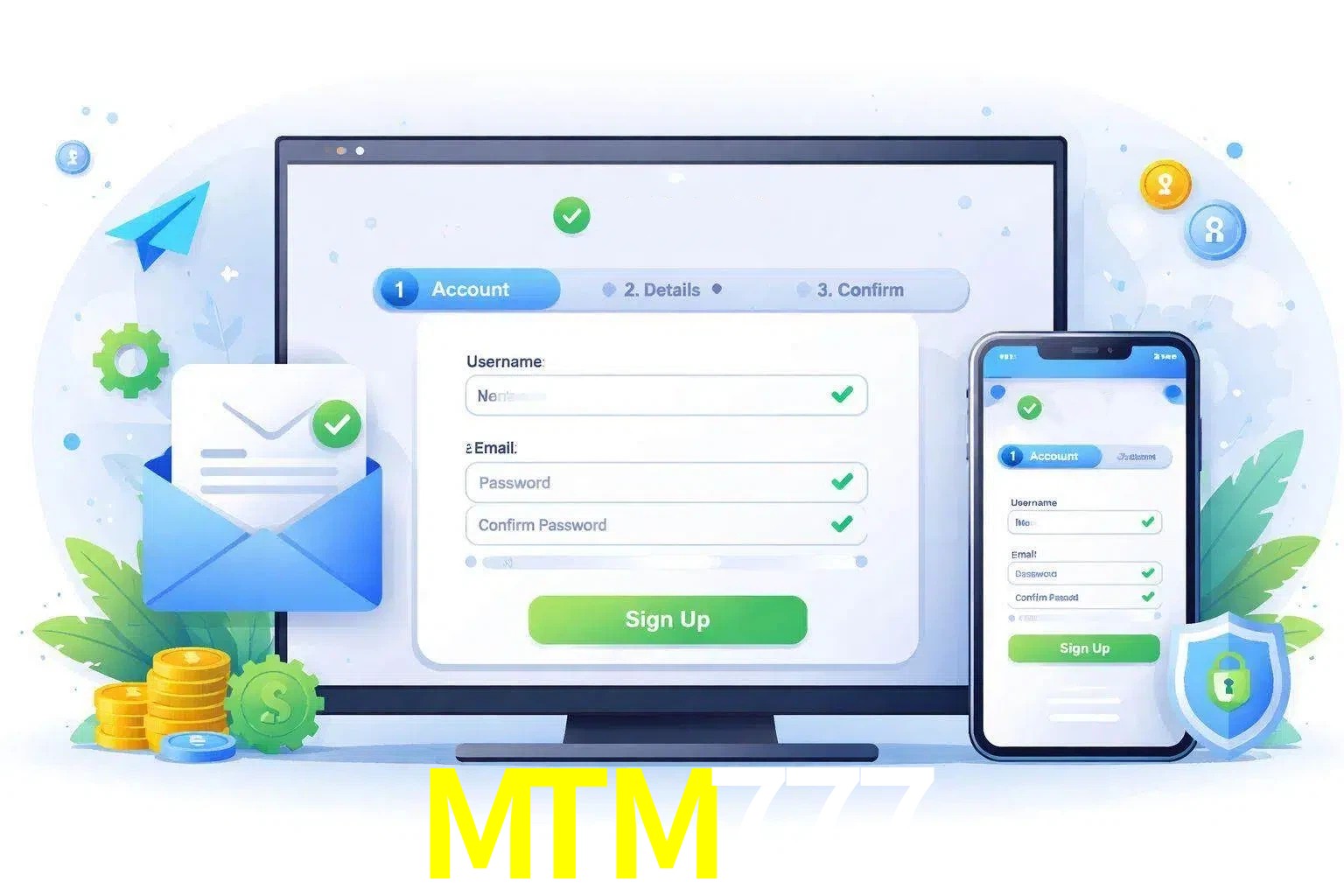 Registro de nuevo usuario y configuración de cuenta MTM777